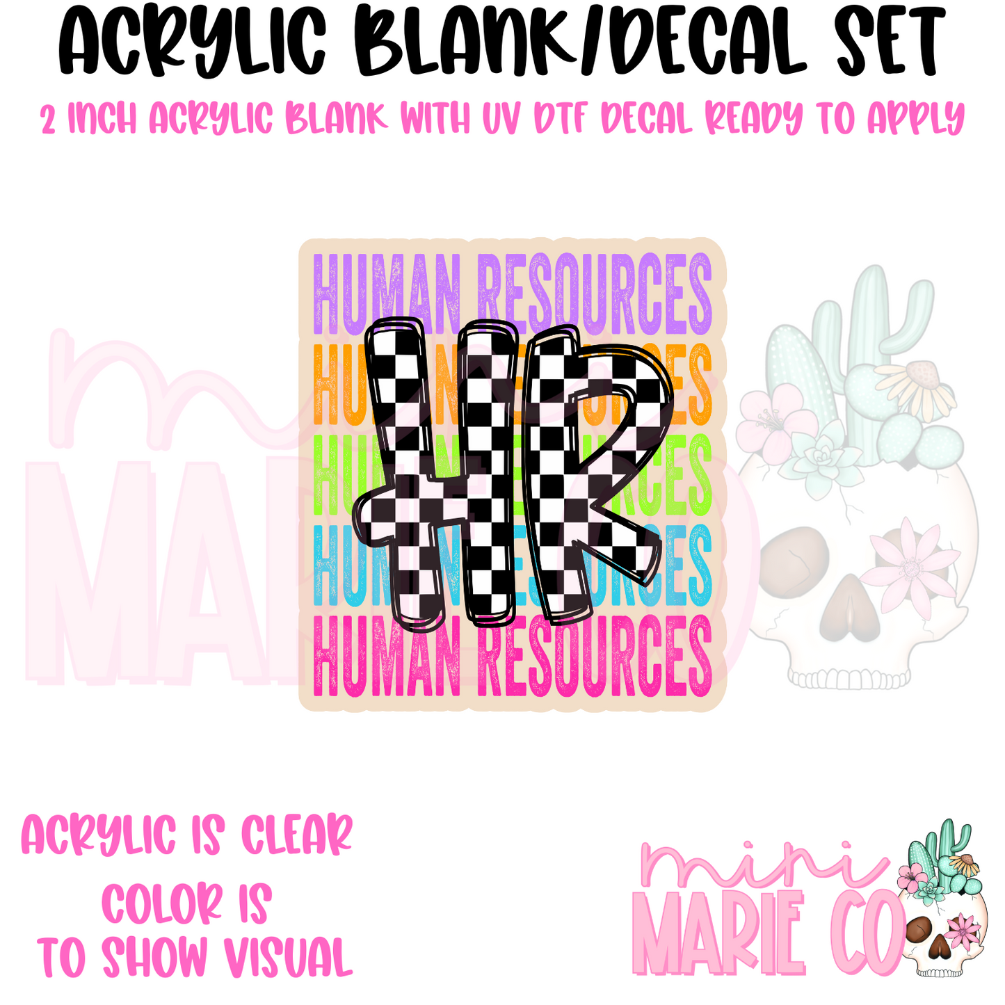 HR Colorful Checkered Acrylic Blank/ UV DTF Decal Set