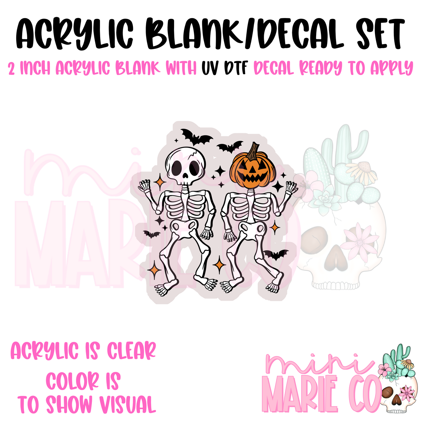 Skellie Besties Acrylic Blank/ UV DTF Decal Set