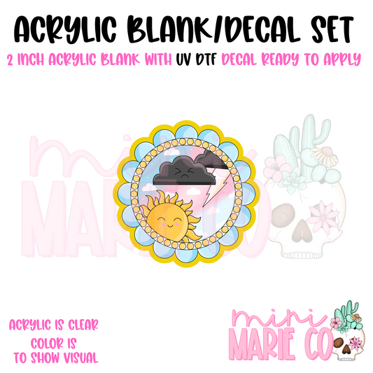 Sun/ Dark Cloud Mood Acrylic Blank/ UV DTF Decal Set