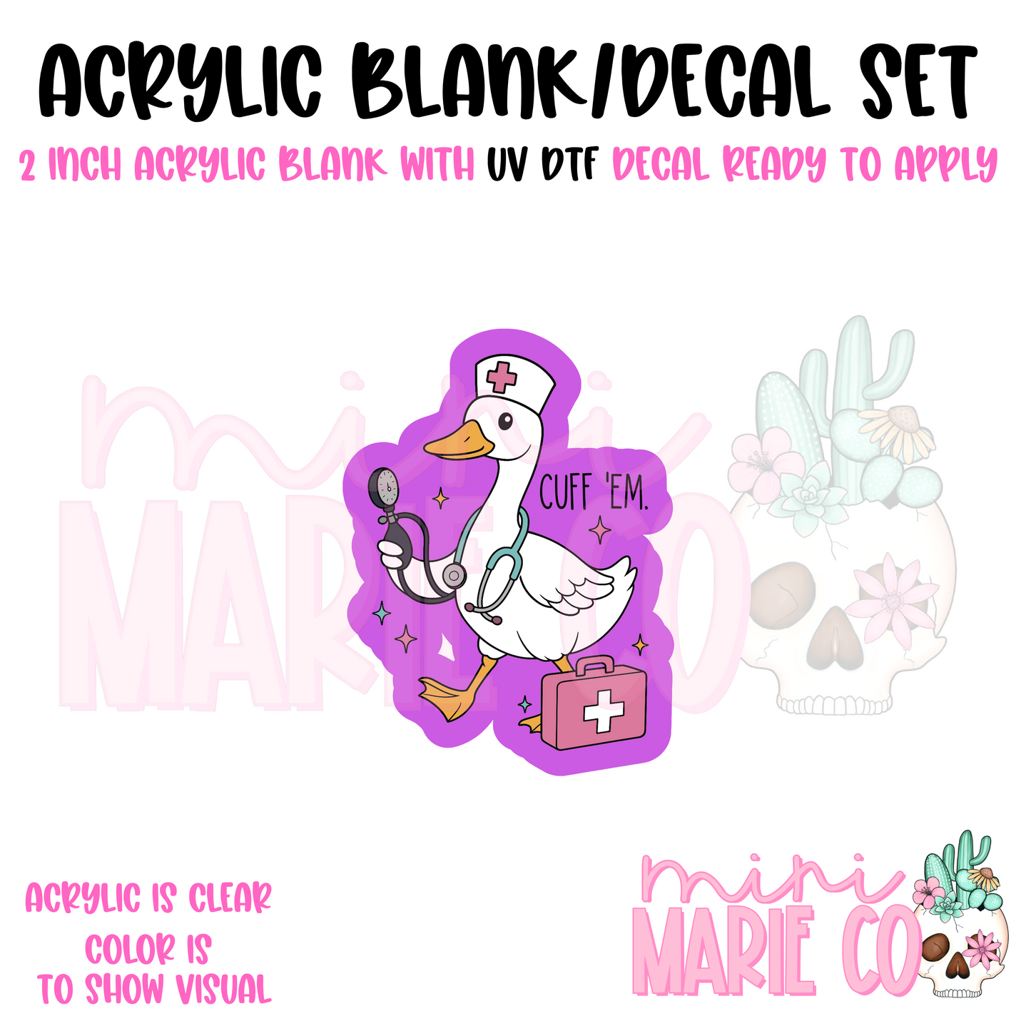 Cuff Them Acrylic Blank/ UV DTF Decal Set