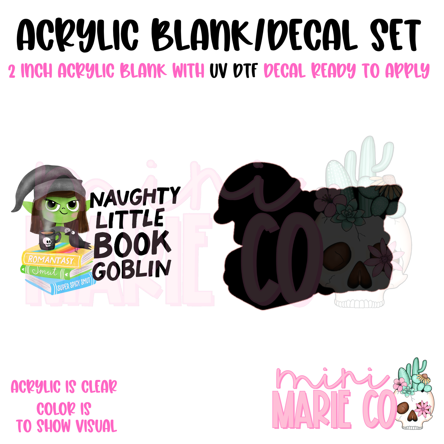 Naughty Little Book Goblin Acrylic Blank/ UV DTF Decal Set