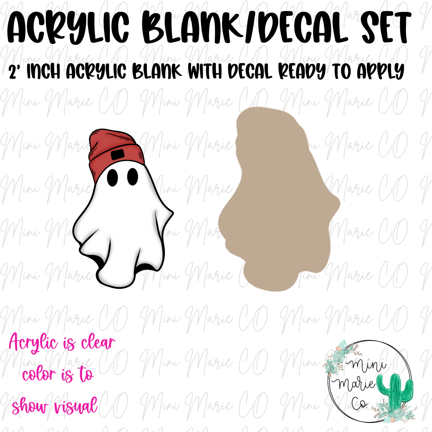 Beanie Ghost Acrylic Blank/Decal Set