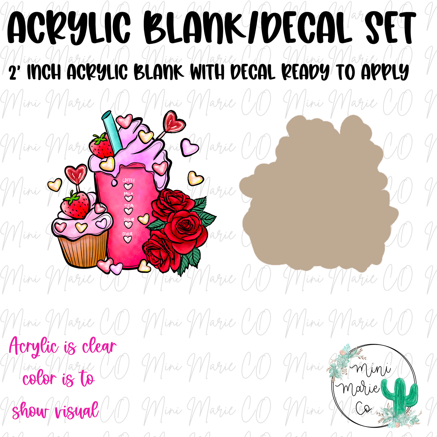 Valentines Coffee Acrylic Blank/Decal Set