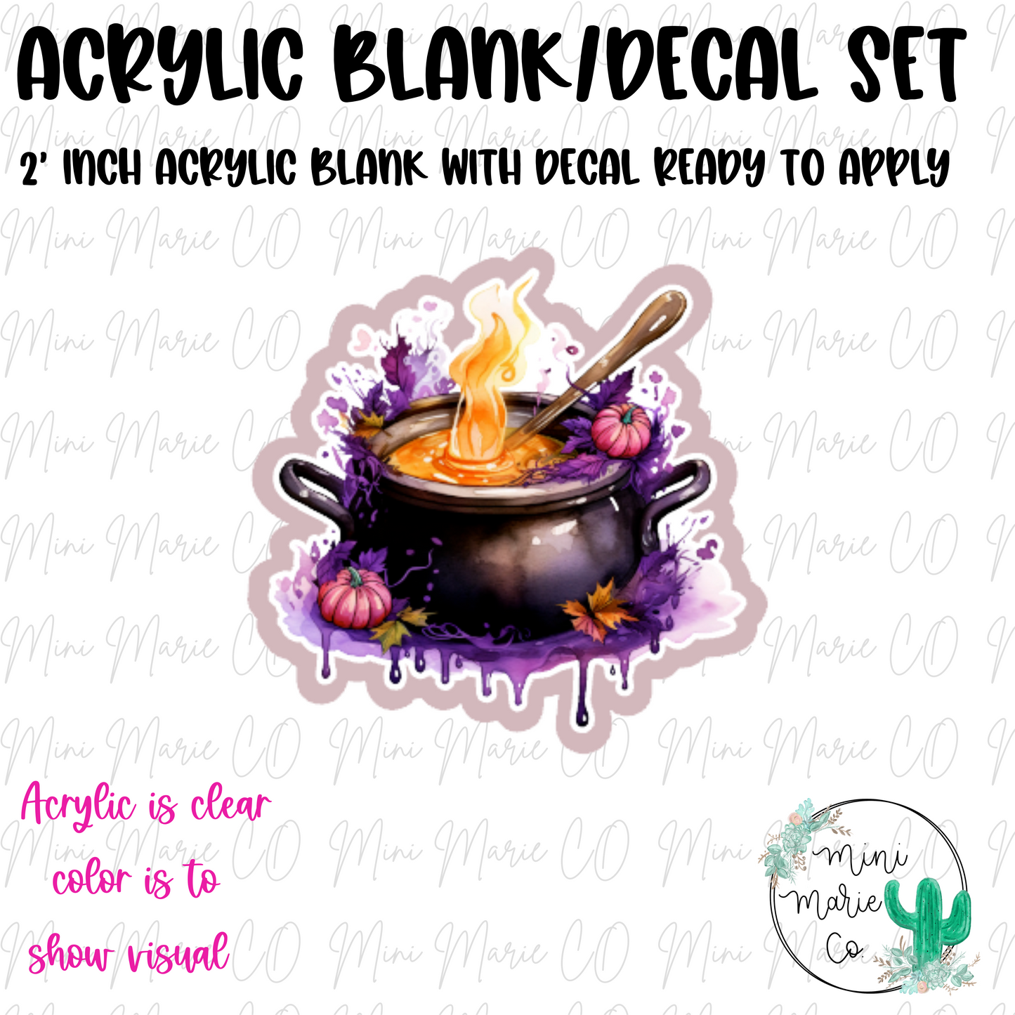 Witch Cauldron Acrylic Blank/Decal Set