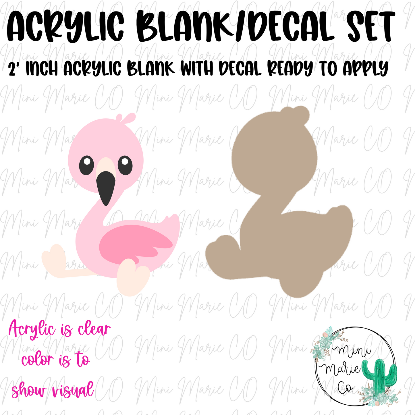 Sitting Flamingo Acrylic Blank/Decal Set