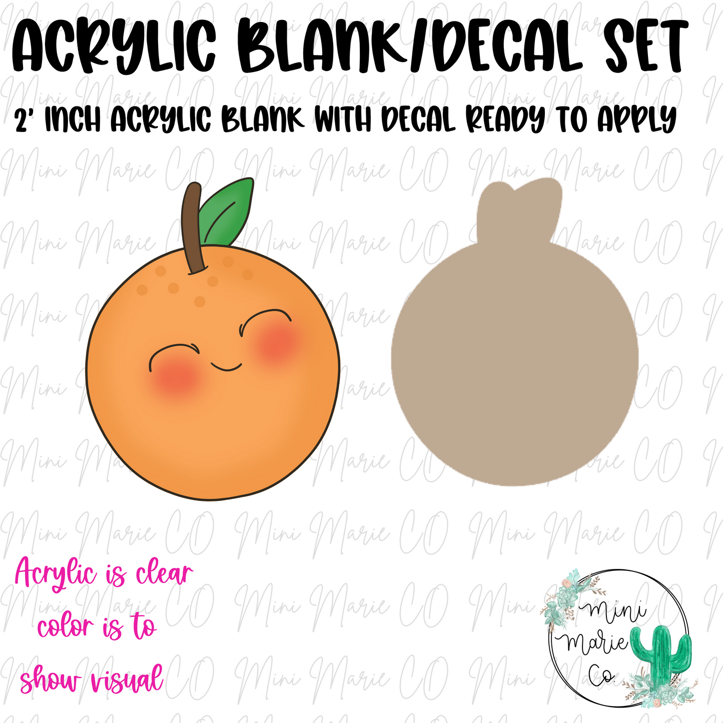 Orange Acrylic Blank/Decal Set