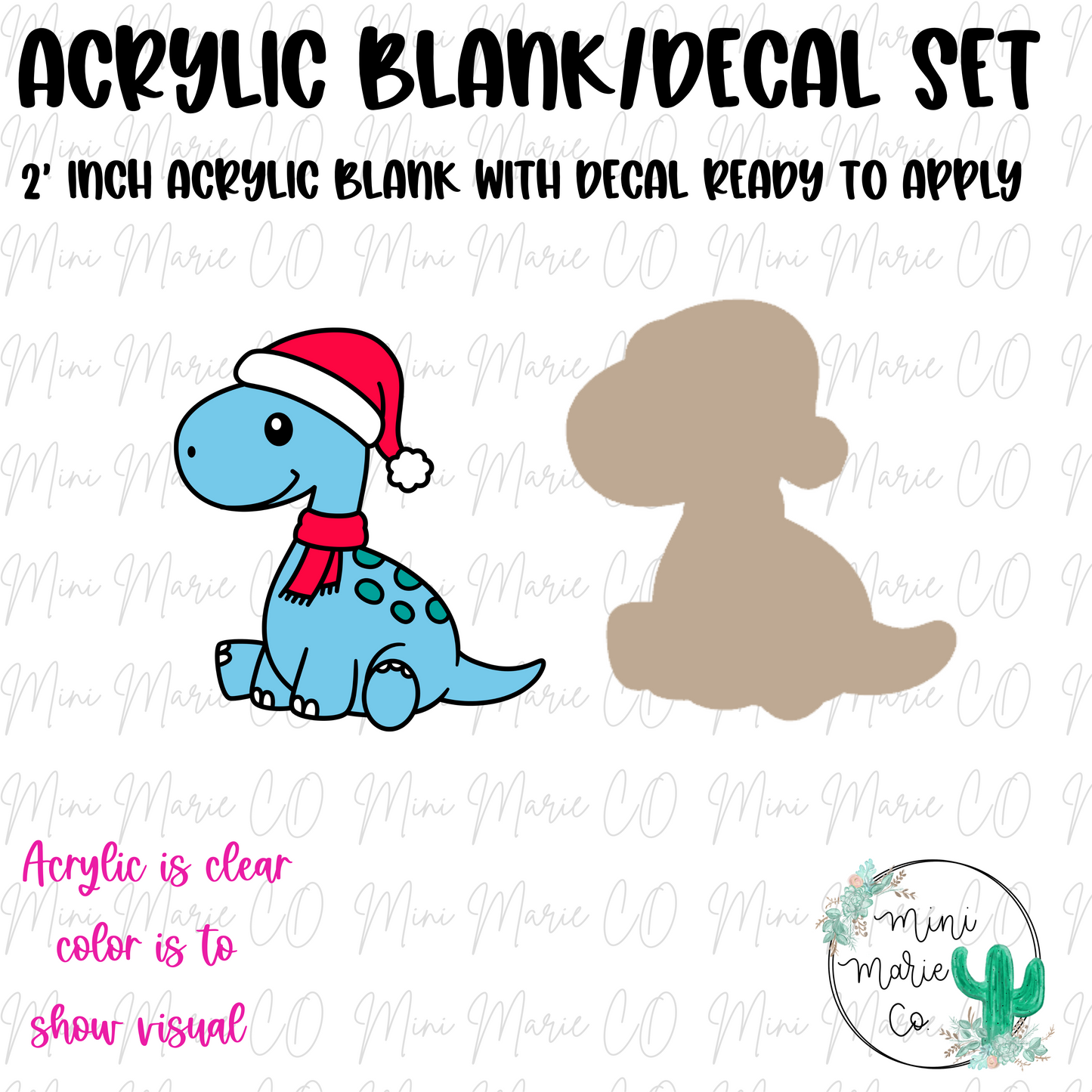 Santa Dino Acrylic Blank/Decal Set