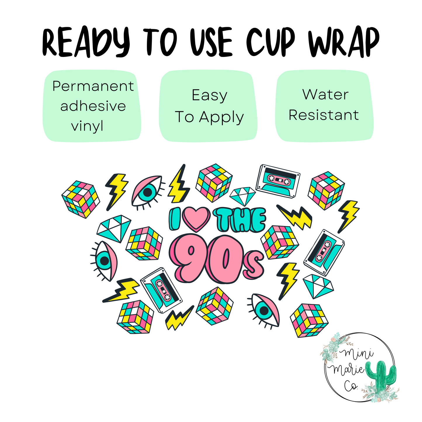 I love 90s 24oz NO Hole Cold Cup Wrap
