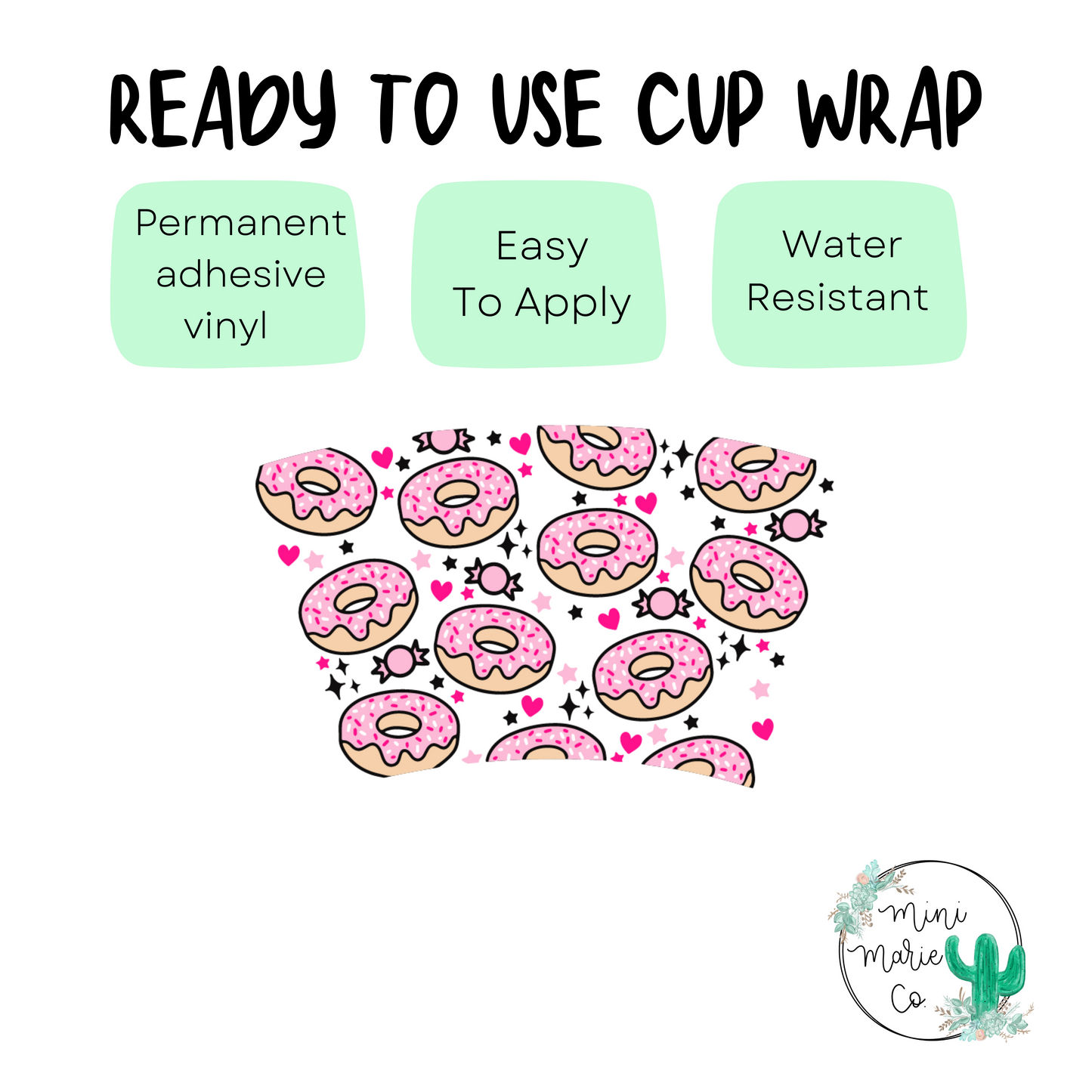 Donuts 24oz NO Hole Cold Cup Wrap