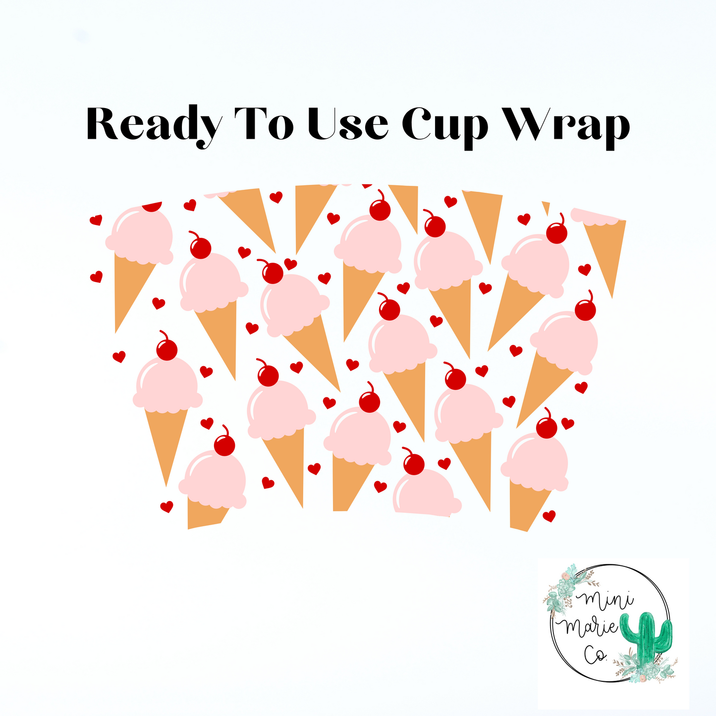 Ice Cream Cone 24oz NO Hole Cold Cup Wrap
