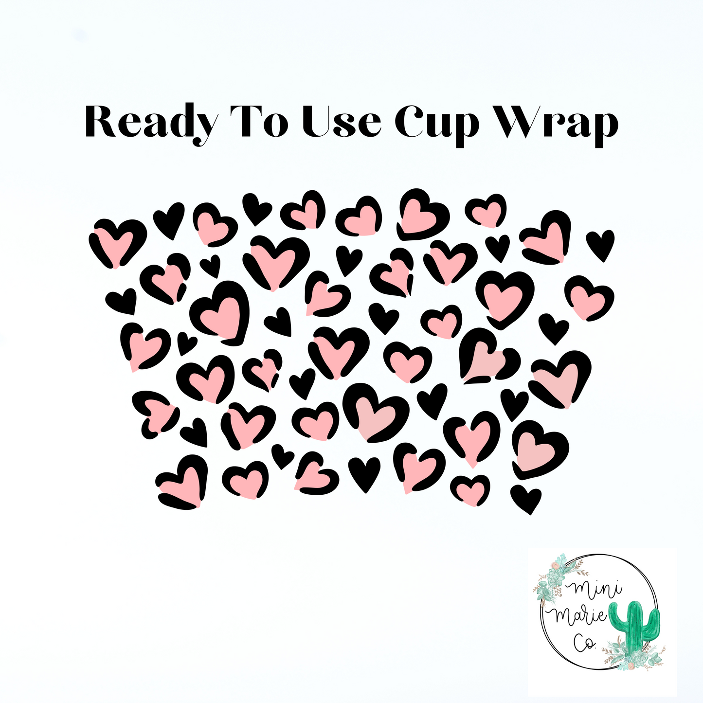 Cheetah Hearts Pink 24oz NO Hole Cold Cup Wrap