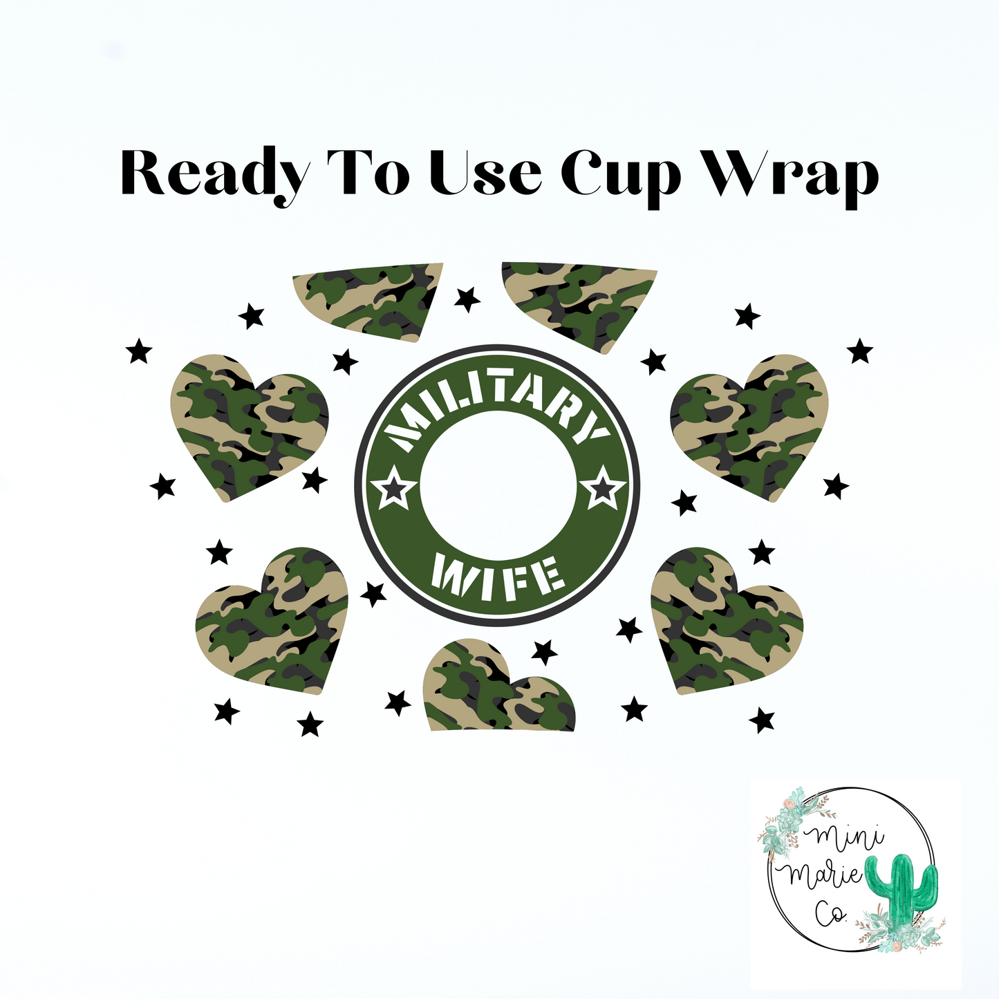 Military Wife 24oz With Hole Cold Cup Wrap