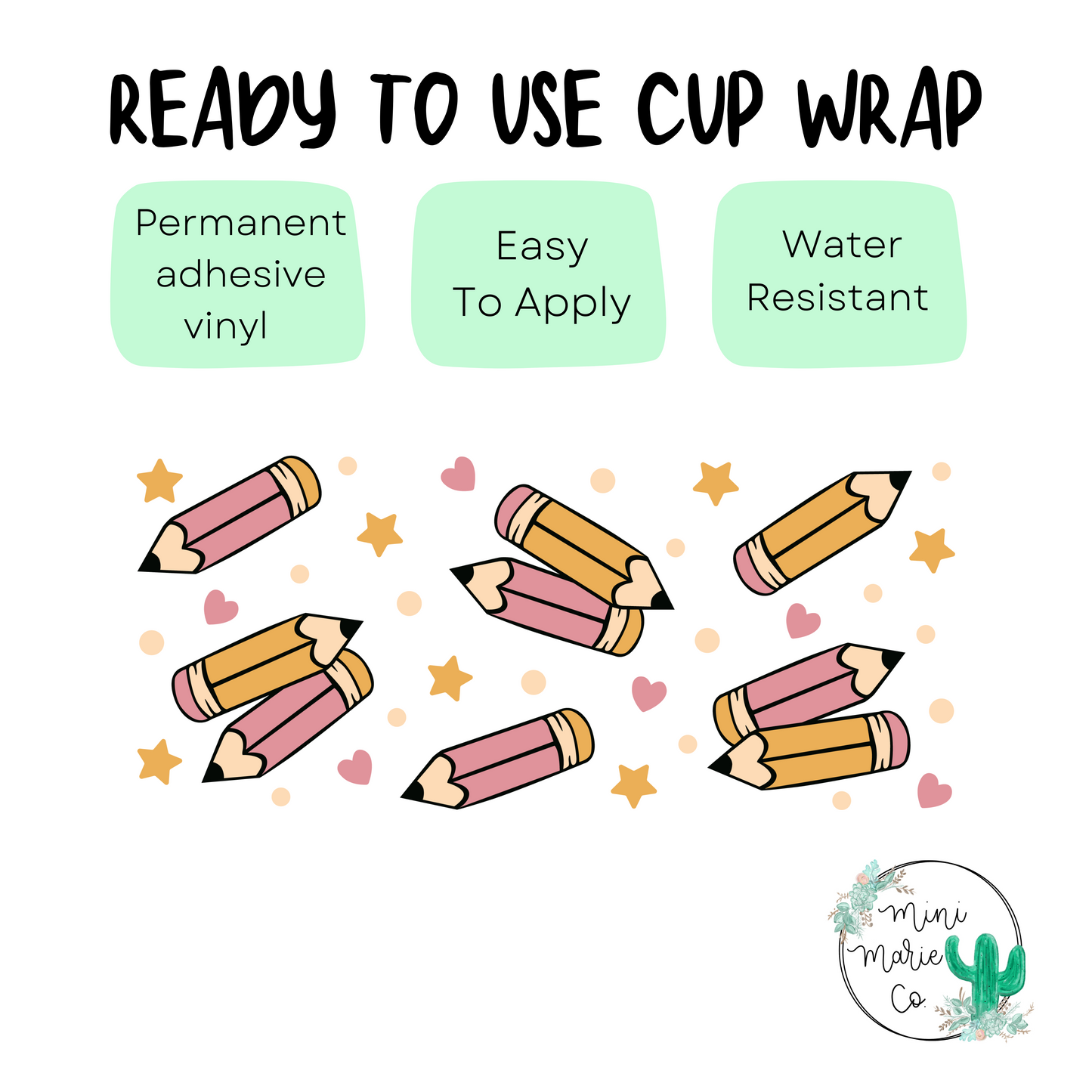 Pencil 16 ounce cup wrap