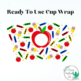 Teacher Apple With Hole 24oz Cold Cup Wrap