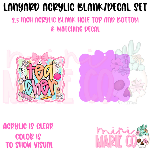 Teacher Coquette Frame Lanyard Set