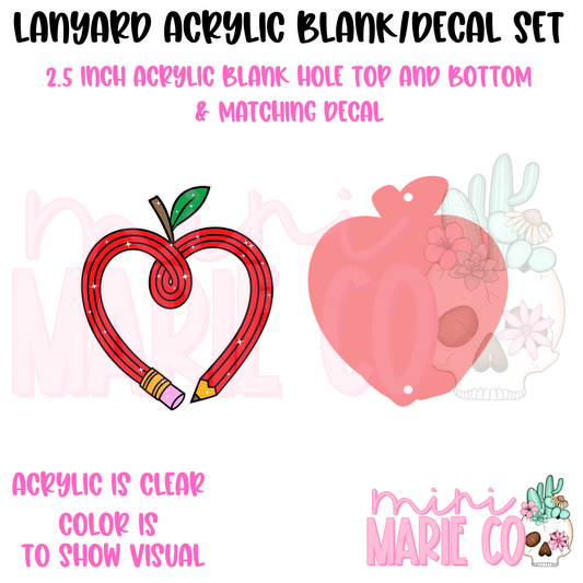 Apple Heart Pencil Red Lanyard Set