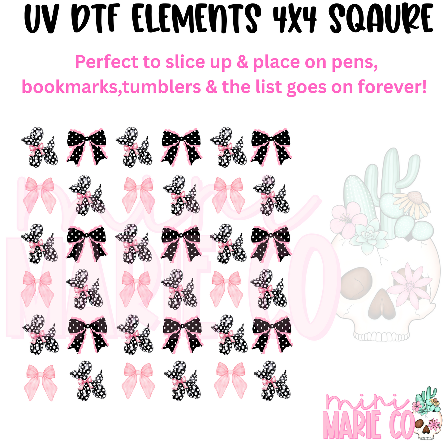 Polka Dot Balloon Dog Element  Square UV DTF