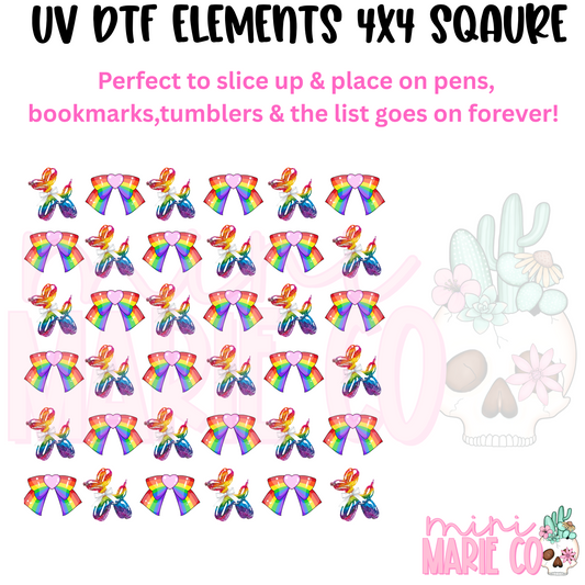 Rainbow Balloon Dog Element  Square UV DTF