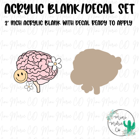 Brain with Flower Acrylic Blank/Decal Set