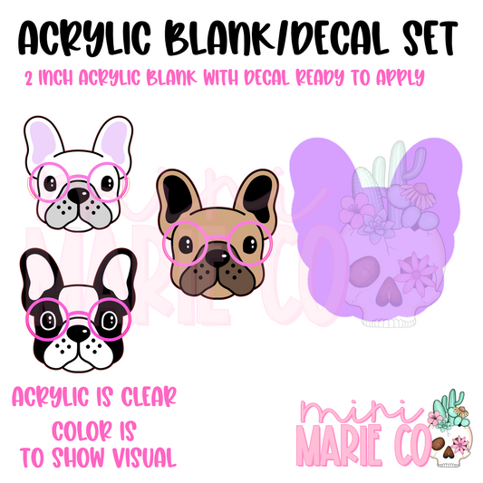 Frenchie With Glasses Acrylic Blank/Decal Set
