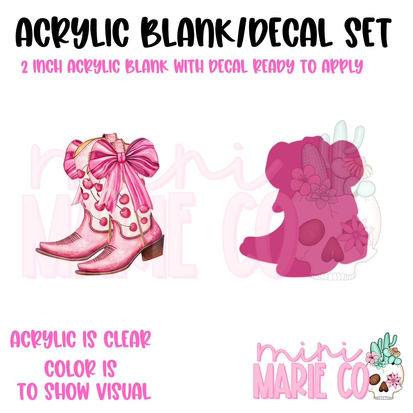 Cherry Cowboy Boots Acrylic Blank/ UV Decal Set