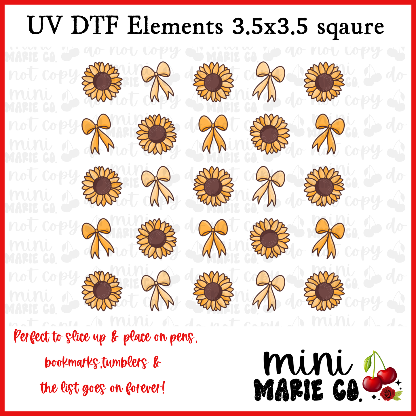 Sunflower Element Square UV DTF