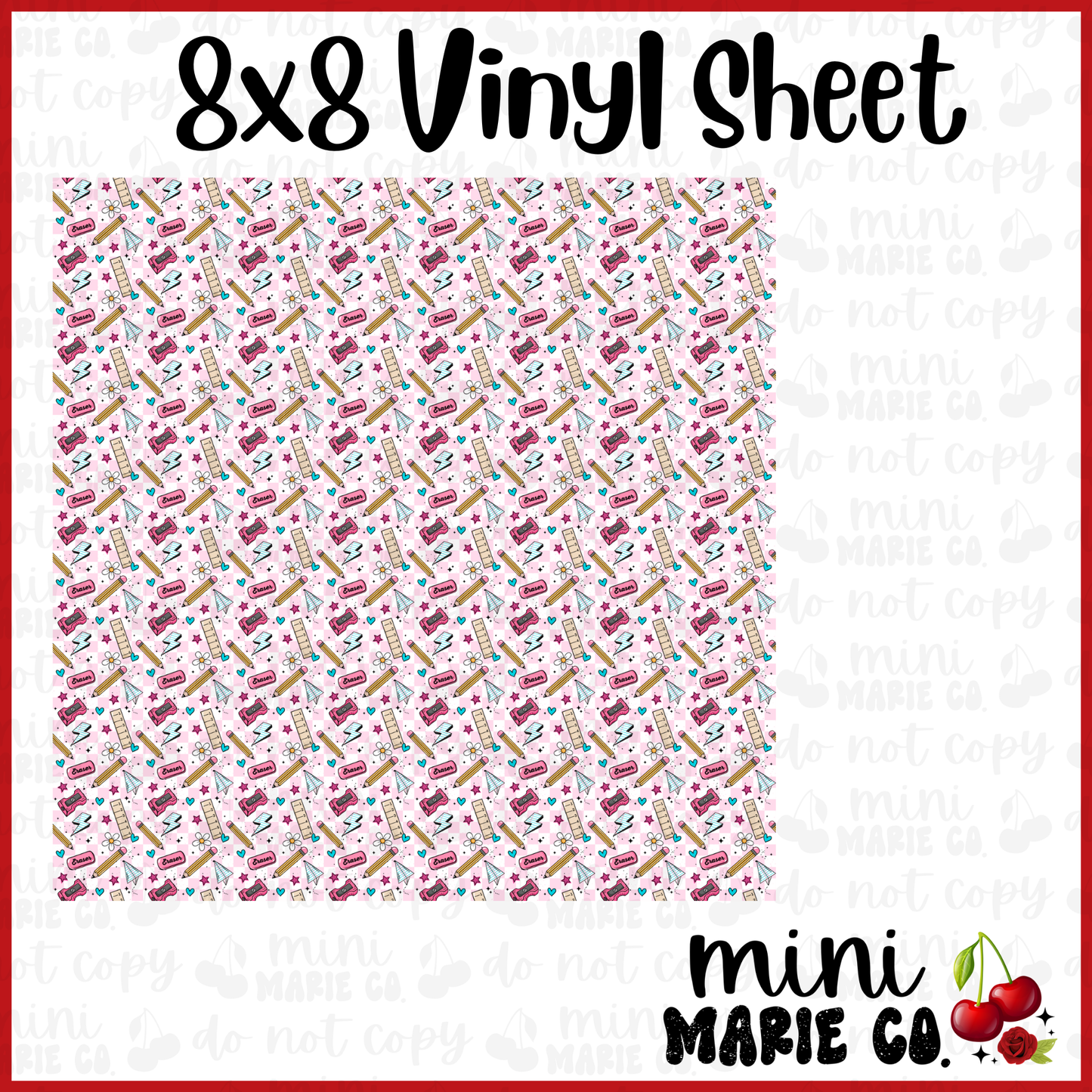 Checkered School Vinyl Sheet 8x8