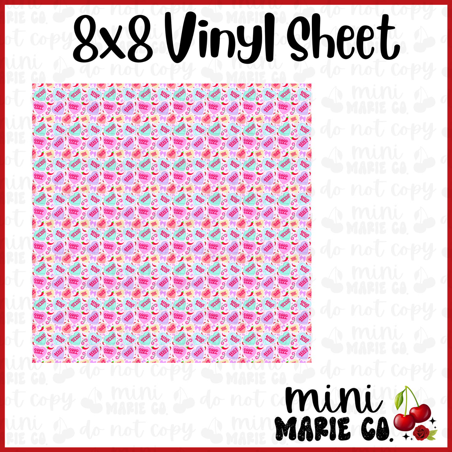 Book Candy Hearts Vinyl Sheet 8x8