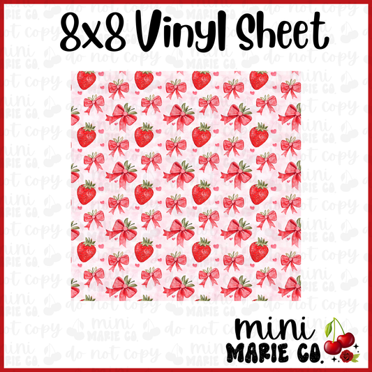Strawberry Bows Vinyl Sheet 8x8