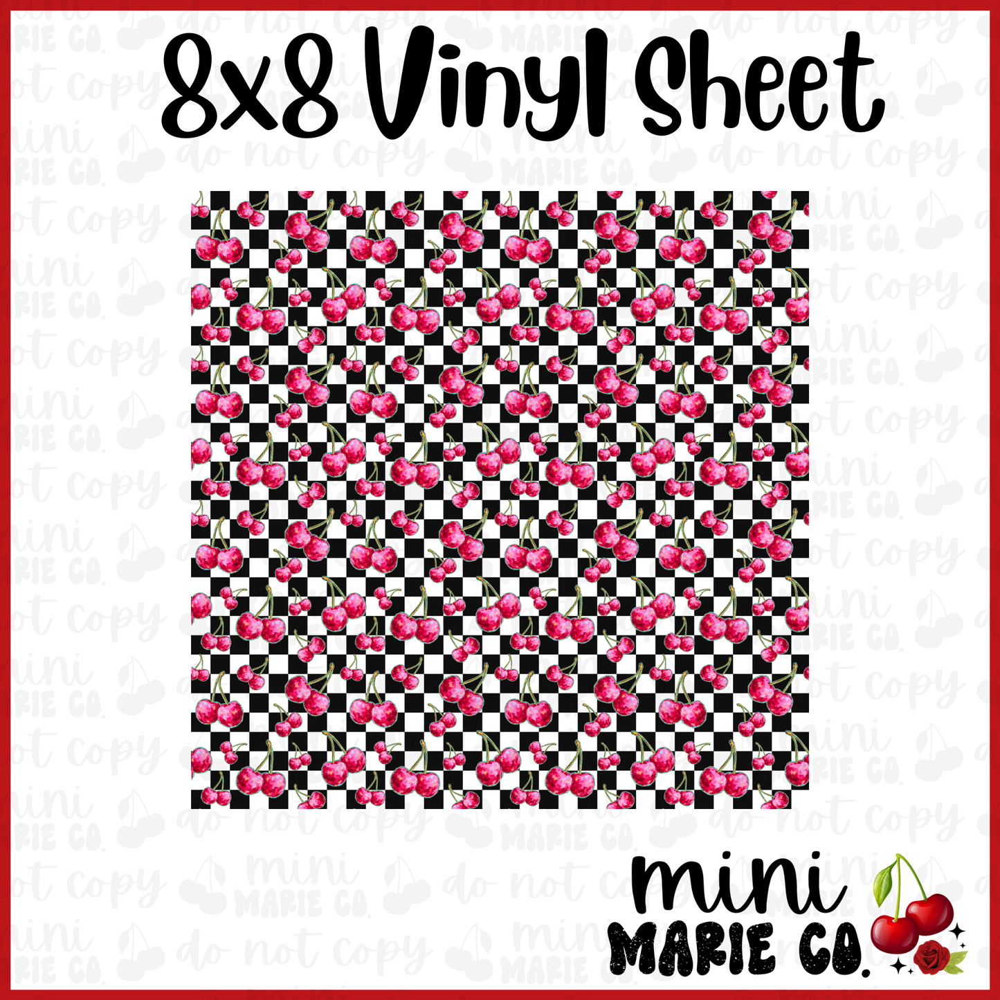 Checkered Cherries Vinyl Sheet 8x8