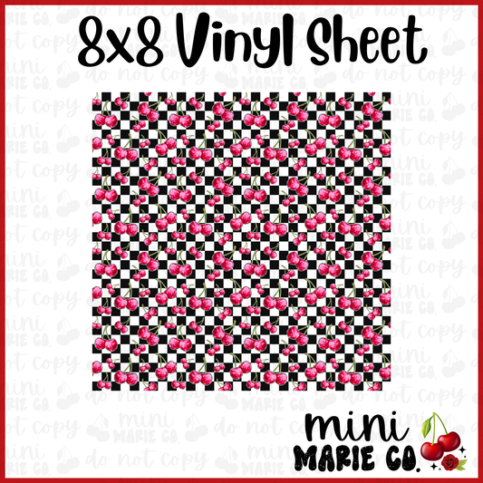 Checkered Cherries Vinyl Sheet 8x8
