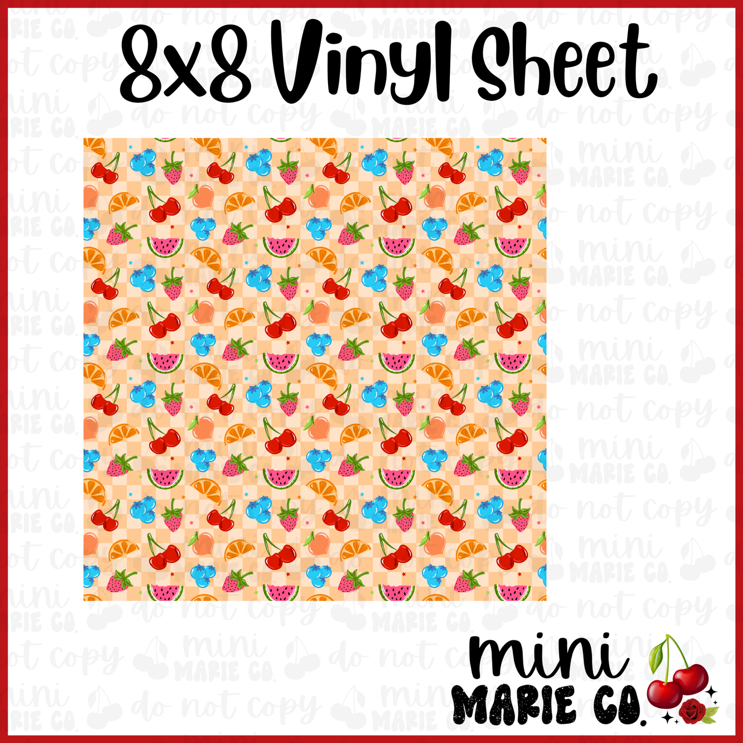 Fruit Checkered Vinyl Sheet 8x8