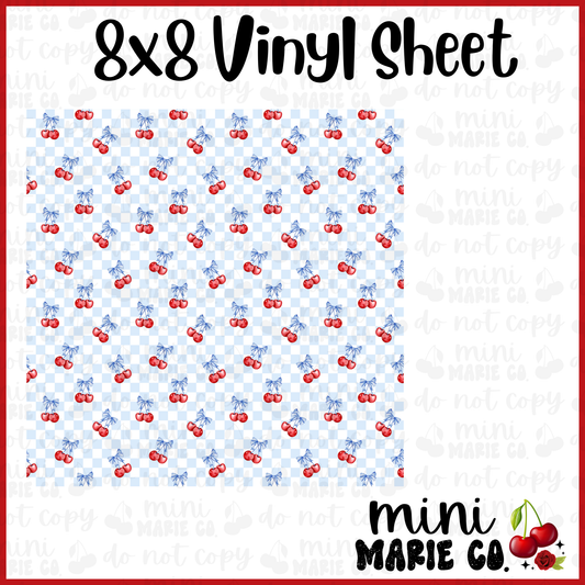 Blue Cherry Checkered Vinyl Sheet 8x8