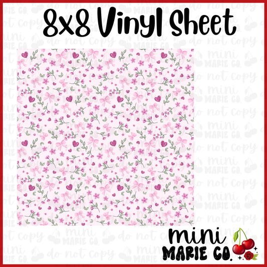 Heart Floral Pink Vinyl Sheet 8x8
