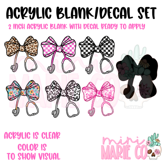 Stethoscope Bows Acrylic Blank/Decal Set
