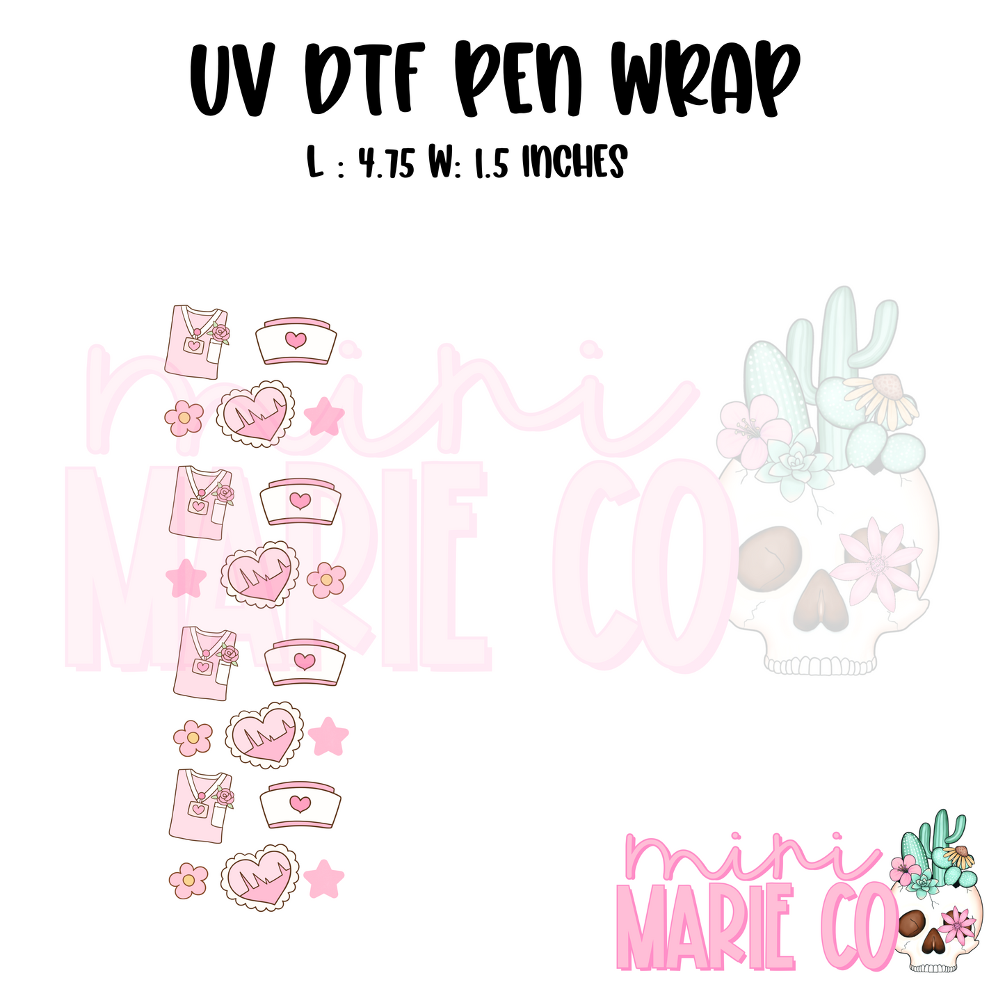 Cute Nurse Scrub Top UV DTF Pen Wrap