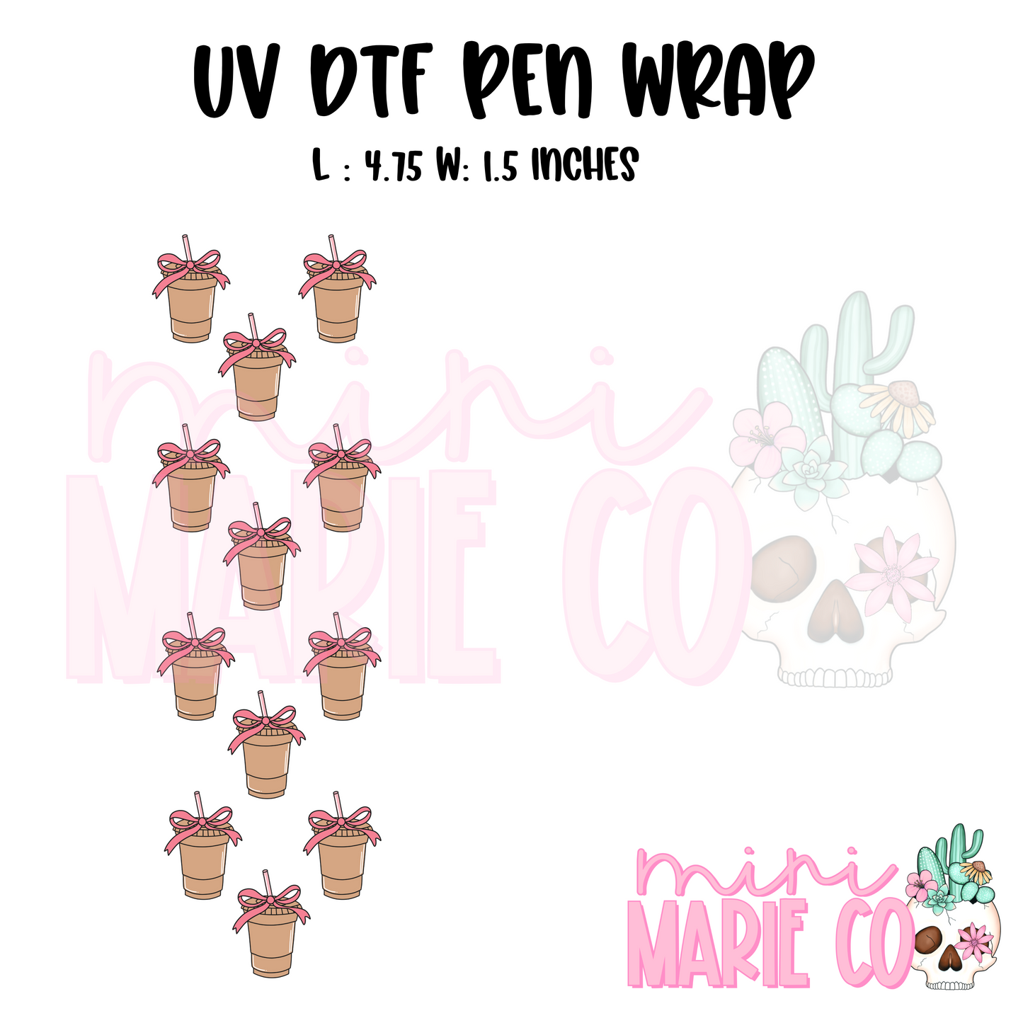 Coquette Iced Coffee UV DTF Pen/Bookmark Wrap