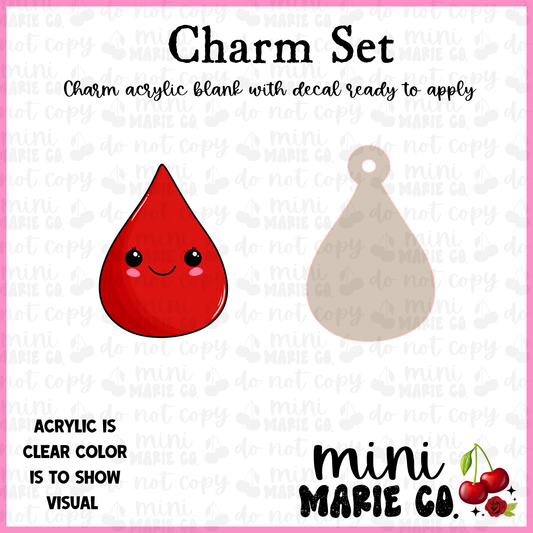 Red Blood Drop With Smile Charm/Decal