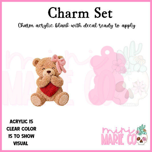 Heart Bow Bear Charm/Decal