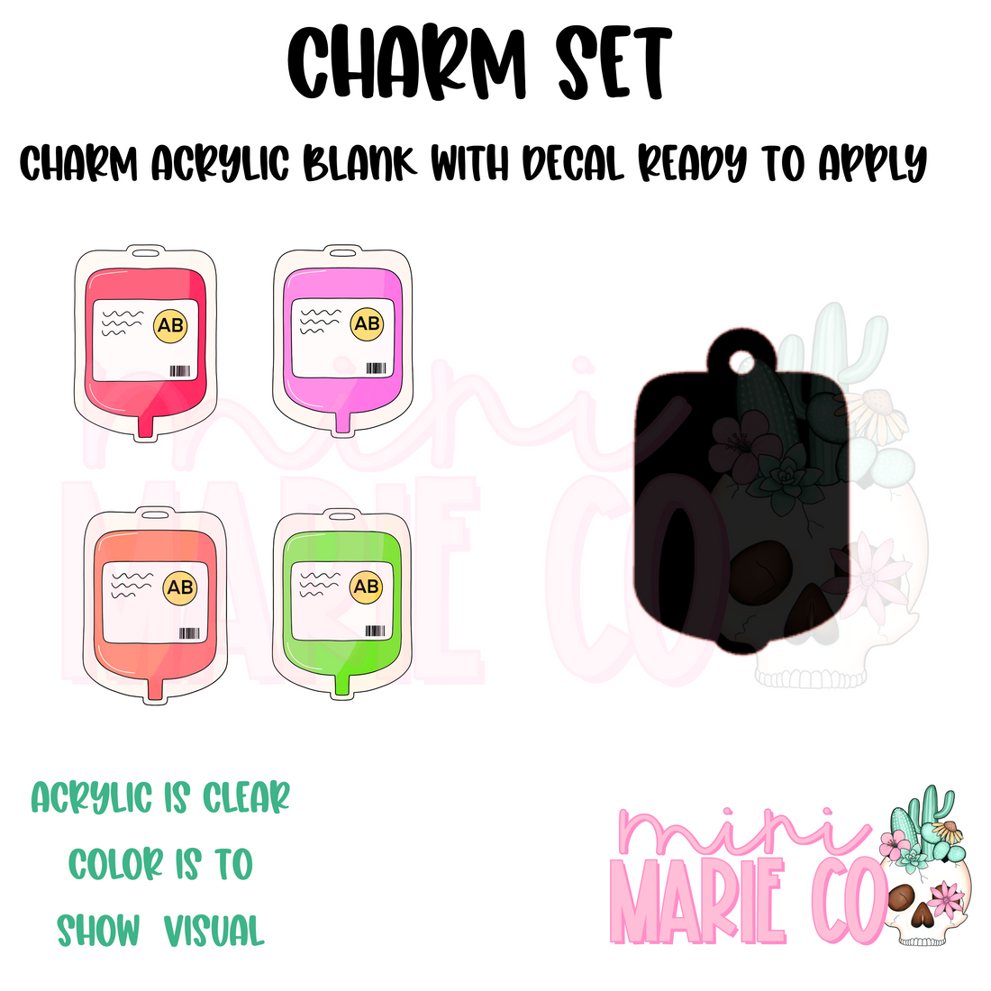 Blood Bag Lots of Color Options! Charm/Decal – Mini Marie CO.