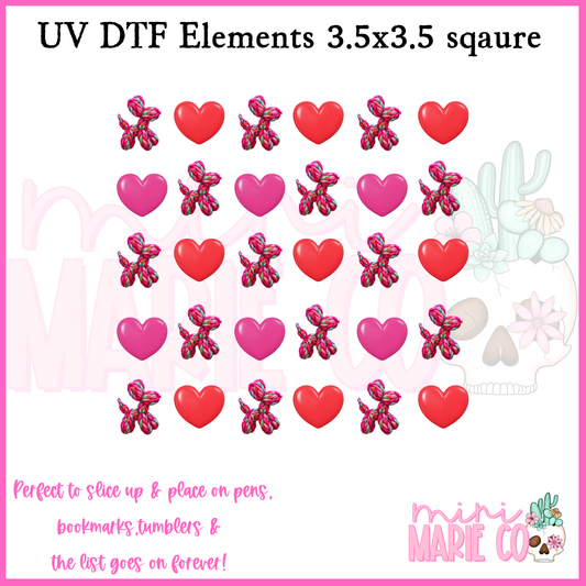 Heart Balloon Dog Yarn Element  Square UV DTF