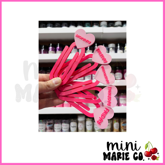 Solid Color Days of The Week Jumbo Paperclips