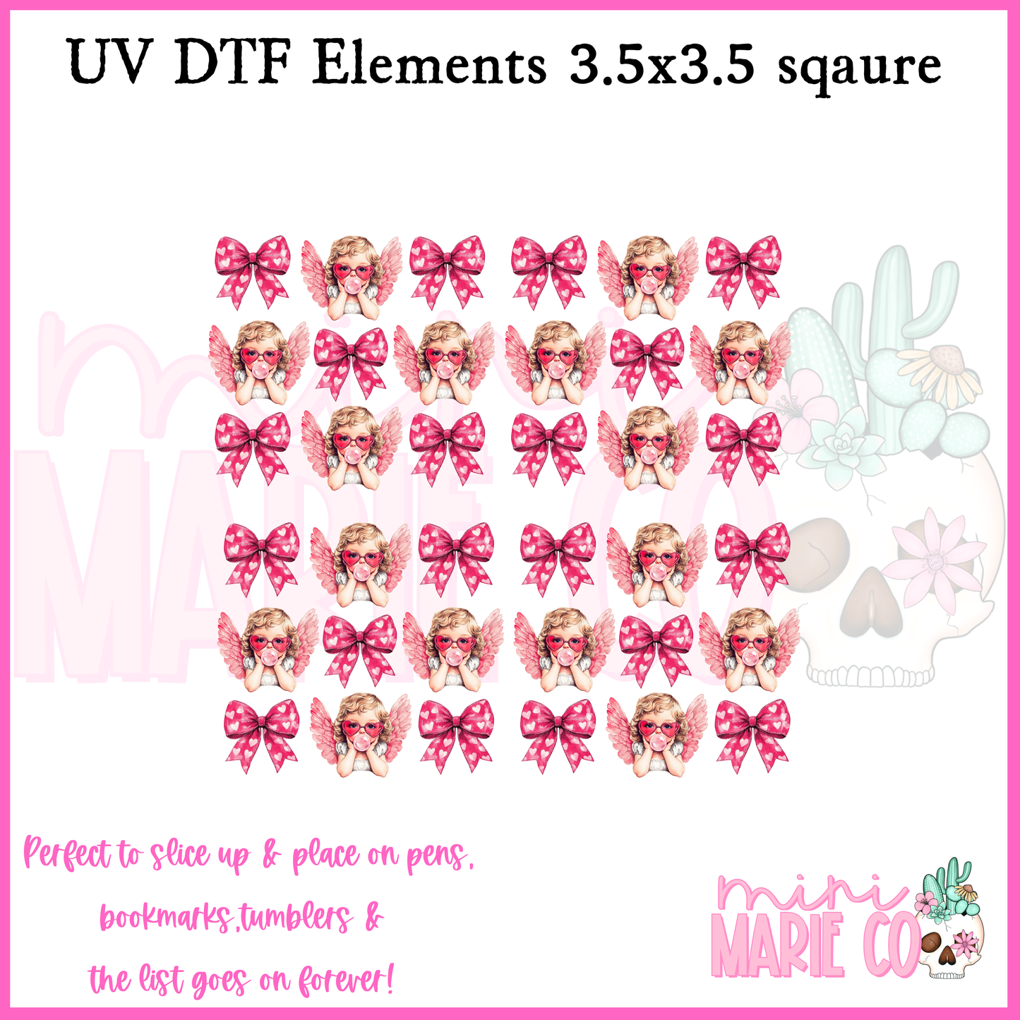 Angel and Bows Element  Square UV DTF