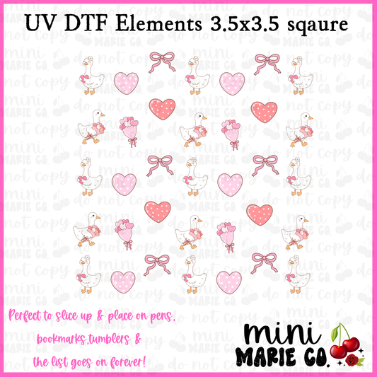 Heart Goose Element  Square UV DTF
