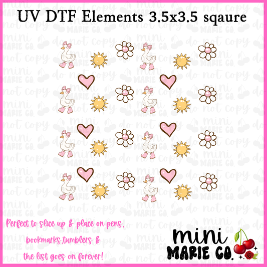 Spring Goose Element  Square UV DTF