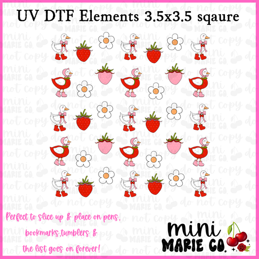 Strawberry Goose Element  Square UV DTF