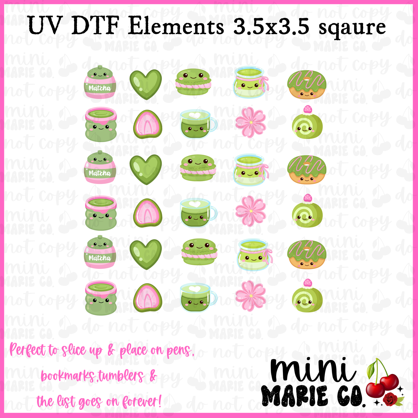 Matcha Love Element  Square UV DTF
