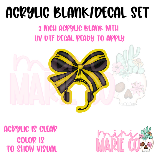911 Dispatcher Bow Acrylic Blank/ UV DTF Decal Set
