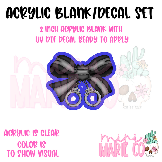 Corrections Officer Bow Acrylic Blank/ UV DTF Decal Set