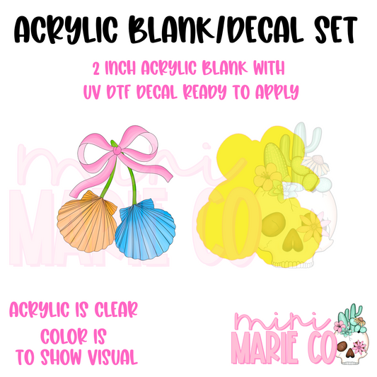 Sea Shell Coquette Acrylic Blank/ UV DTF Decal Set